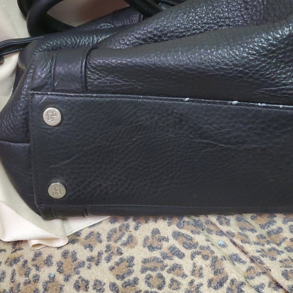 Donald J Pliner Leather Bucket Black Tie Bag - Picture 7 of 11